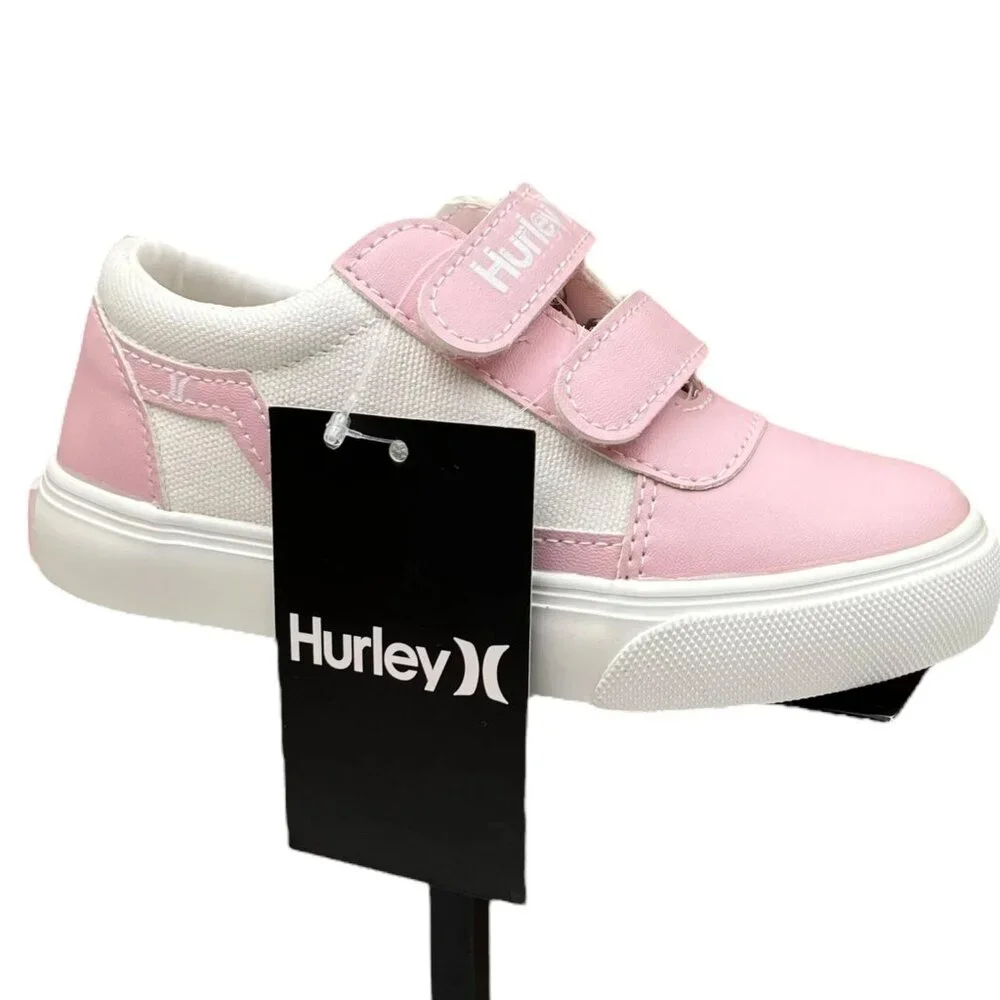 Hurley Toddler Girls Slip-on Canvas Sneakers Size 9-10 Pink-White Casual Comfort